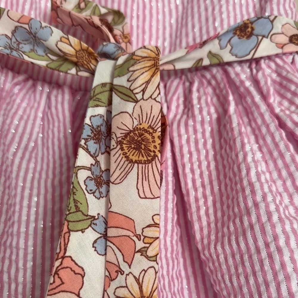 Rare Editions Pink and White Ruffled Tiered Sundress